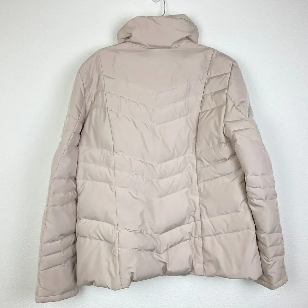 Kenneth Cole Reaction Women's Duck Down Quilted Puffer Jacket Size L Beige Tan - Picture 5 of 10